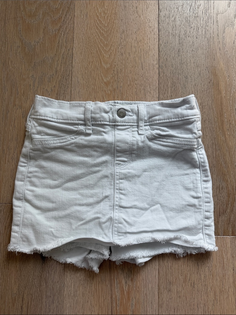 abercrombie kids White Denim Skort with Frayed Hem